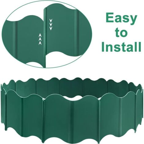Bordures de Jardin en Plastique Vert – Lot de 10 Pièces – pour Délimiter les Pelouses, les Allées et les Massifs – DIY Facile (1/4)