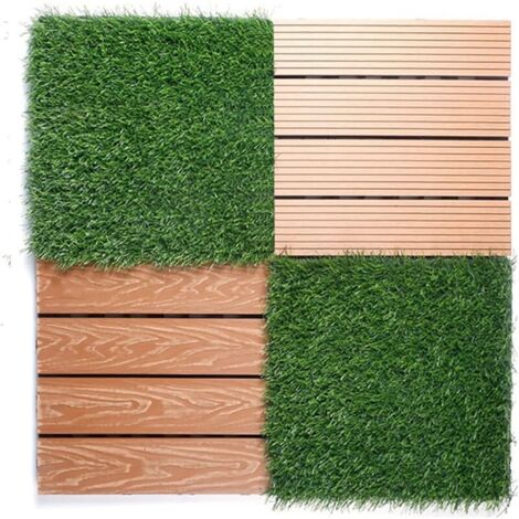 Tapis de gazon artificiel 30×30cm, motif mosaïque, convient aux chambres intérieures, balcons et terrasses (1 pièce) (1/4)
