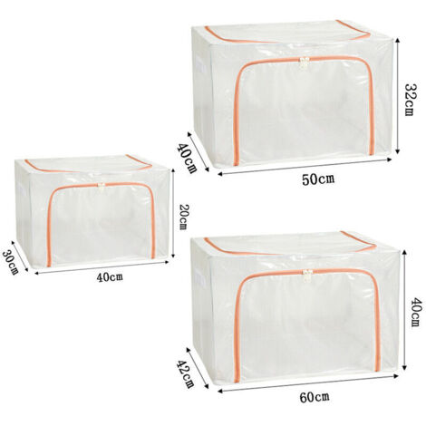 Boîte de rangement de déménagement imperméable en PVC, boîte de rangement pliable multi-couches pour armoire/couette, 100L (604240cm), boîte de rangement en tissu filet - orange - fermeture éclair. (1/3)