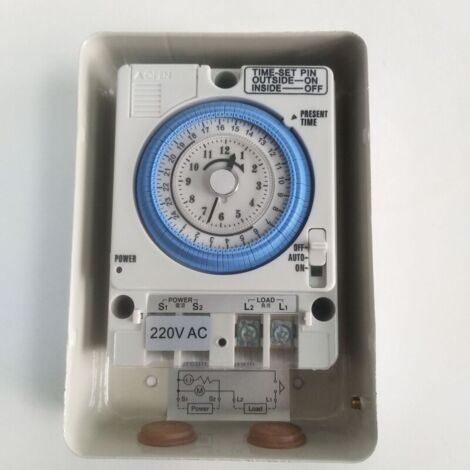 Minuteur mécanique extérieur TB35N avec boîtier métallique, minuterie minimale de 15 minutes, interrupteur de contrôle de la durée avec pile.