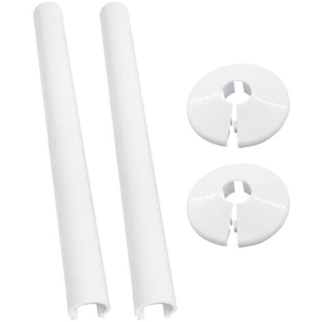 Ensemble de caches décoratifs pour tuyaux de 15 mm, cache décoratif pour tuyaux de radiateur, manchon décoratif blanc 15 x 200 mm, comprend 2 tuyaux et 2 caches.