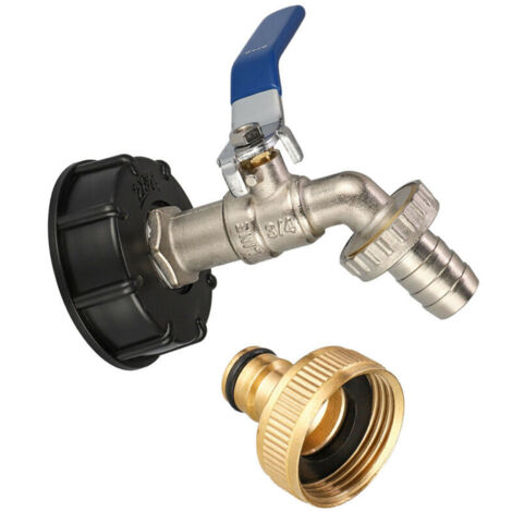 Robinet de Récupération Eau Pluie IBC 1000L - Adaptateur 3/4" pour Raccordement Tuyau (1/4)