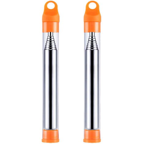 Lot de deux chalumeaux extensibles en acier inoxydable, soufflet de poche, allume-feu de camping, outil portable pour allumer un feu en extérieur. (1/4)