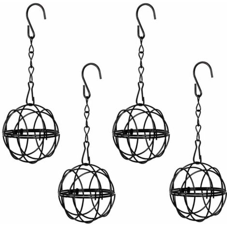 Mangeoire suspendue universelle utilisable toute l'année, avec crochets métalliques, compatible avec les granulés de graisse, spécialement conçue pour nourrir les oiseaux sauvages. (1/4)