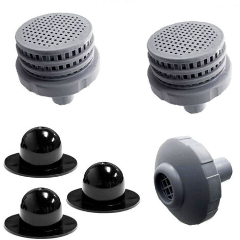 Kit de connecteurs et bouchons pour piscine Intex/Bestway – 3 pièces – Noir (1/4)