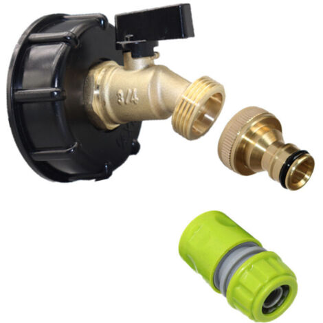 Adaptateur de réservoir S60X6 IBC vers connecteur de robinet de jardin en laiton 3/4" (1/3)