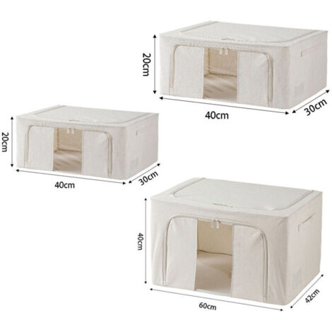 Boîte de rangement imperméable en PVC pour déménagement, boîte de rangement pliable multi-couches pour armoire/couette, 100L (604240cm), boîte de rangement en coton et lin Tianshan - beige. (1/4)