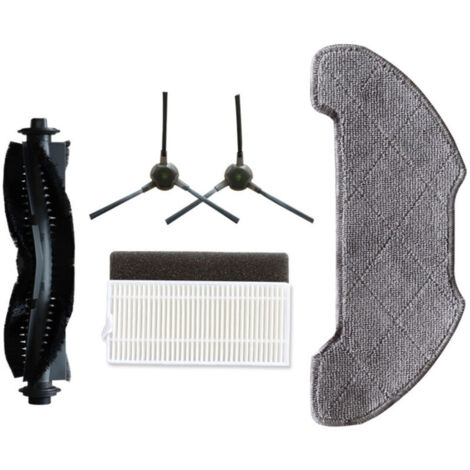 Accessoires compatibles Jeberley pour aspirateur robot Airrobo P30 : brosse rotative, brosse principale, brosse latérale, filtre, cartouche filtrante, chiffon de nettoyage. (1/4)