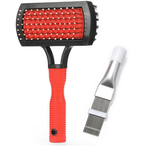 Kit de Nettoyage et Redressage pour Climatisation - Brosse et Peigne à Ailettes Professionnel pour Évaporateur et Condenseur AC/ HVAC - Nettoyeur de Coils et Redresse-Ailettes Complet (1/4)
