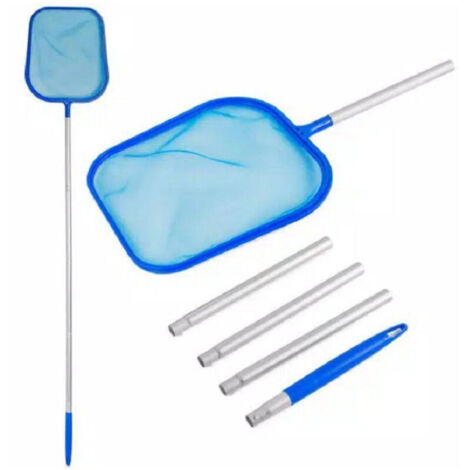 Nettoyeur de piscine standard avec perche, épuisette pour eaux peu profondes, perche en aluminium, perche détachable en cinq sections à verrouillage rapide + épuisette pour eaux peu profondes (1/4)