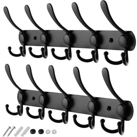 LaBlanc - Lot de 2 Crochets pour manteaux muraux, crochets pour manteaux robustes fixés au mur, crochets muraux antirouille de conception haut de gamme pour peignoirs et vêtements (1/5)