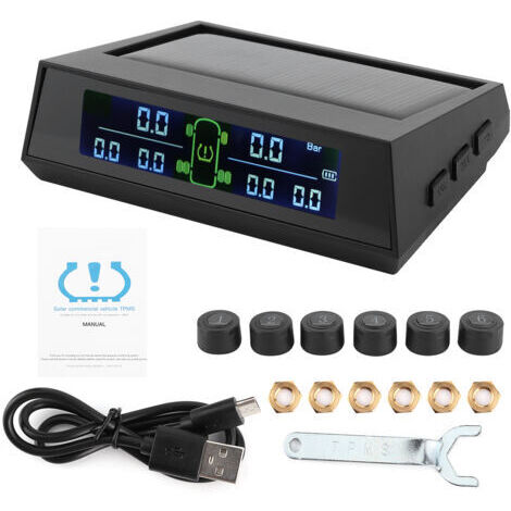 SUNXURY Système de surveillance de la pression des pneus, détecteur TPMS à énergie solaire avec capteur externe LCD 6 pour camping-car (1/5)