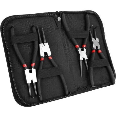Lot de 4 pinces à circlips internes/externes de 7 pouces Kit de pinces à circlips robustes Pinces à machoires droites/courbées pour retirer les anneaux et retirer les tuyaux avec pochette de rangement (1/5)