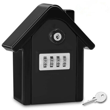 Noir Boite a Cle Securisee Mural Boite a Clé avec Code Numérique & Clés d'urgence, Grand Key Safe Box Format Coffre a Clef Extérieur pour Maison, Bureau, Usine, Garages (1/5)