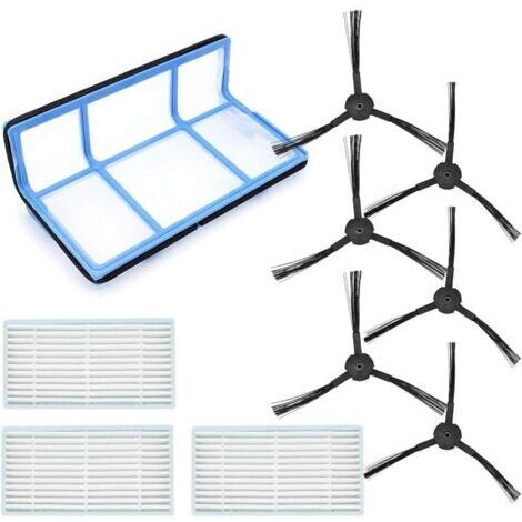 Kit d'accessoires pour ILIFE V3 V3s V5 V5s V5s pro Aspirateur, Pièces de rechange 6 brosses latérales, 3 filtre Hepa, 1 filtre primaire (1/5)