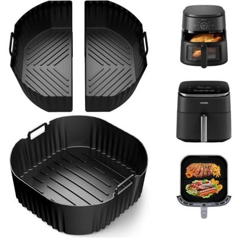 3 Pièces Moule Silicone Air Fryer, Plat Air Fryer Accessoires 2 x 3.1L + 1 x 6.2L pour Philips 2000 Série NA230 XL 6,2L, Cecotec Cosori Turbo Blaze 5,5L 6L 6,2L, 22cm Réutilisable (1/5)