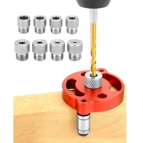 Kit de recherche de centre de travail pour le bois, localisateur de guide de perçage avec douilles de perçage 3/4/5/6/7/8/9/10mm (1/5)