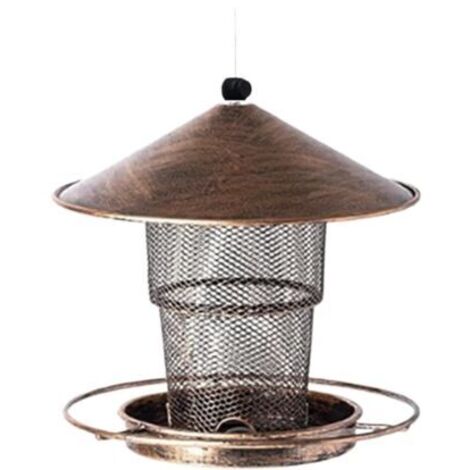 Mangeoire à oiseaux en métal, mangeoires pour oiseaux sauvages, conception en fer résistant aux intempéries, grande capacité, idéale pour le jardin, la cour et la décoration extérieure (1/5)