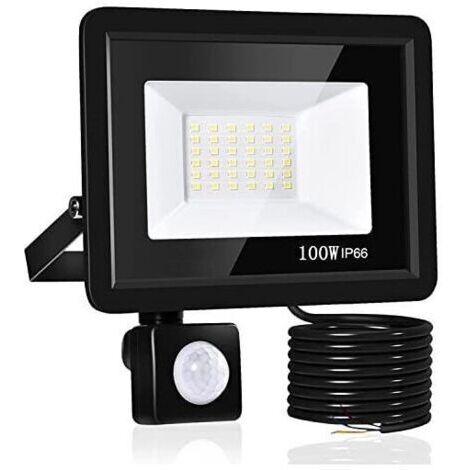 LaBlanc-Projecteur LED - Projecteur LED d'extérieur avec détecteur de mouvement - 10 000 lm, 100 W, blanc froid 6 500 K, étanche IP66 - Convient pour jardin, garage, terrasse, usine, stade (1/5)