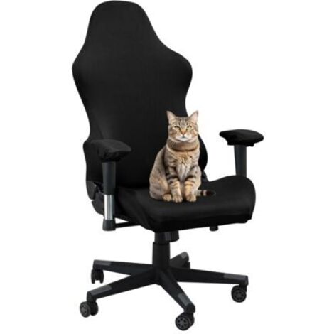 Housses de chaise gaming, housse extensible pour chaise d'ordinateur, housse pour chaise de bureau, protection anti-griffures, housses pour chaise (housses uniquement, noir) (1/5)