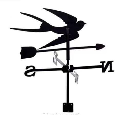 Girouette Hirondelle, girouette de décoration, kit d'indicateurs de Direction du Vent extérieur Jardin pelouse Support en métal girouette (1/5)