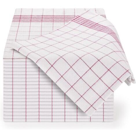 Ensemble de torchon cusine Premium 45x65 cm en Coton - Lot de 10 - torchon Vaisselle - lavables jusqu'à 95°C - Ultra Absorbant - Design élégant à Carreaux - Rouge (1/5)