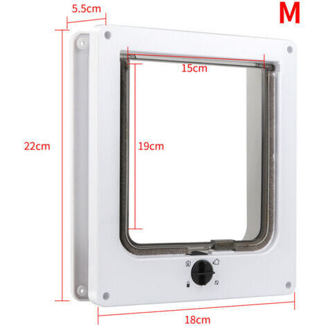 Chatière pour Chat, Chatière Imperméabiliser avec verrou Rotatif à 4 Voies pour Chat, Petit Chien, Facile à Installer et à Utiliser, Version améliorée (1/5)