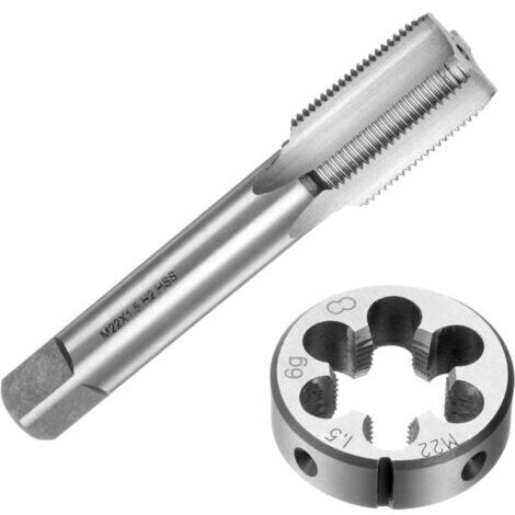Coffret de tarauds et filières M22 x 1.5 – 10 pièces en acier rapide – Pour filetages clairs et sans bavures – Compatible perceuses et machines CNC (1/5)