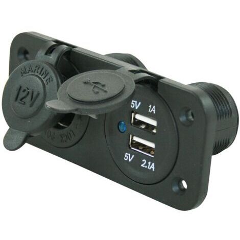 Socle encastrable 12 Volts avec 2 prises USB – Installation facile pour alimentation pratique – Idéal pour espaces restreints (1/5)