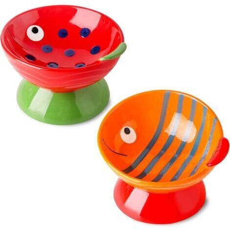 Ensemble de gamelles surélevées pour chat : bols surélevés en céramique pour nourriture et eau pour chat, plats pour chats ou chiens de petite taille – Bols d'alimentation et d'arrosage inclinés de 16 (1/5)