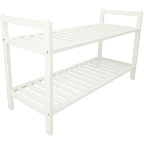 Étagère à chaussures en bambou blanc 70×27×40,5 moderne et industrielle SRB34 Begryf (1/5)