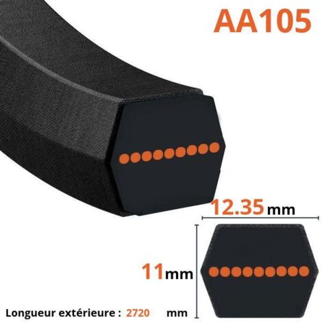 Courroie pour moteur thermique 2720mm x 12.35mm – Hexagonale AA105 – Compatible tracteurs de pelouse Snapper