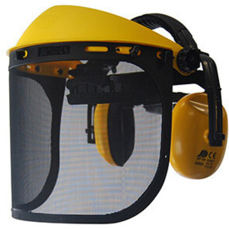 Visière de protection écran grillagé extra large avec antibruit 26dB – Norme EN1731 F – Hauteur 190 mm – Largeur 370 mm