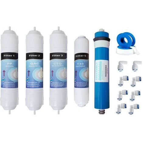 Jeux 4 filtres + membrane 50 GPD osmose inverse compatible (1/5)