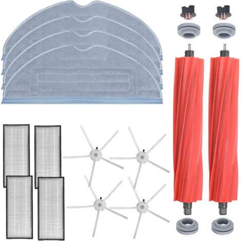 Accessoires pour Roborock S7 MaxV Ultra / S7 MaxV / S7 Plus / S7 Max / S7 Robot Aspirateur (2 brosses principales + 4 filtres + 4 brosses d'angle + 4 serviettes humides) (1/5)