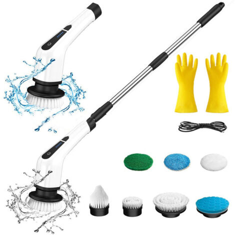 Produits de nettoyage-ensemble de brosses de nettoyage sans fil/noir et blanc1 + gants en latex Oxford/épaissi 1 paire1 (1/4)
