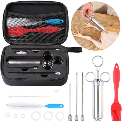 LaBlanc - Seringue Alimentaire, Pipette Cuisine, Seringue avec Aiguille, Seringue INOX à Saumure avec L'aiguille pour Barbecue avec Outil D'injection D'assaisonnement pour Marinade Seringue à la Dinde (1/4)
