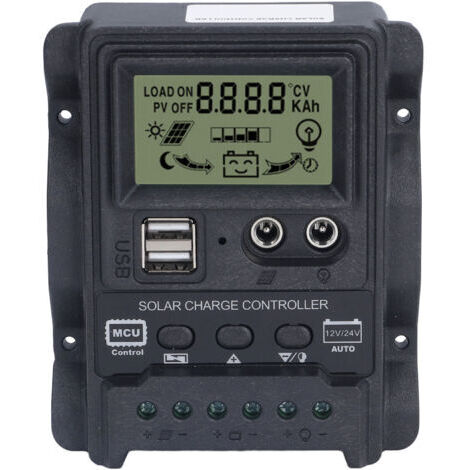 Contrôleur de Charge solaire double USB ABS LCD affichage PWM contrôleurs de Charge contrôle de la lumière 12V24V30A 390W 780W (1/5)