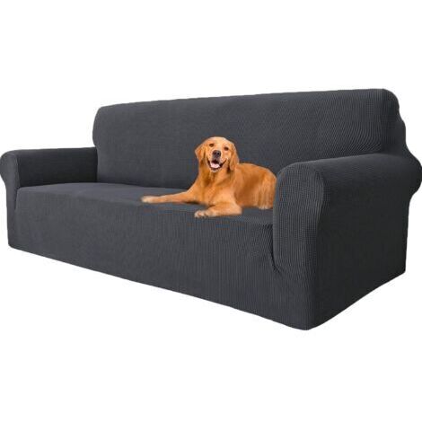 LaBlanc - Housse Canapé Extensible 3 Places, Housse de Canapé avec Accoudoirs, Super élastique Housse Canape pour Chiens et Chats Animaux Antisalissure (Gris Foncé, Canapé Largeur 183cm-234cm) (1/5)