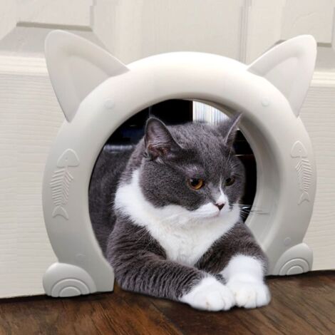 Lablanc – Chatière pour chat jusqu'à 10 kg – Matériau ABS durable – Ouverture 17,5 cm x 3,5 cm – Installation sans bruit pour portes creuses et pleines (1/4)