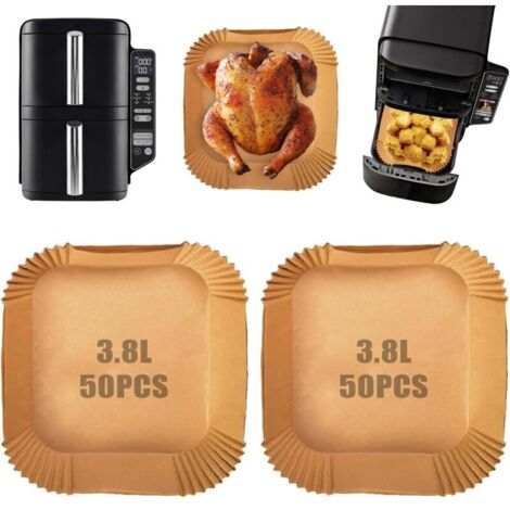 LaBlanc - 100 Pièces Papier Cuisson Air Fryer pour Ninja Double Stack Air Fryer SL300EU, Accessoires Air Fryer pour Ninja Double Stack 7,6l SL300EU, Plat Air Fryer Ninja, Moule Air Fryer (1/4)