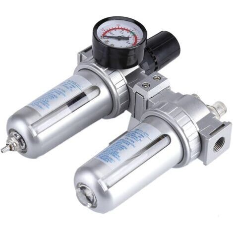 Ahlsen Filtre à air comprimé Régulateur de Séparateur d'huile/Eau Compresseur Régulateur pneumatique Lubrificateur Séparateur Eau-Huile Séparateur pour système d'outils pneumatiques SFC300 3/8 '' (1/5)