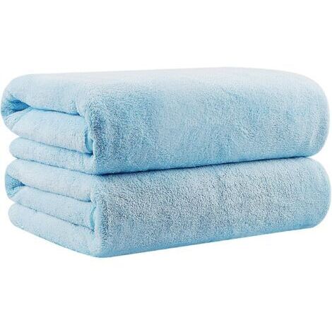 Sunxury – Lot de 2 serviettes de bain microfibre 68.6 x 137.2 cm – Séchage rapide – Absorption élevée – Pour sport, yoga, spa, fitness – bleu (1/5)