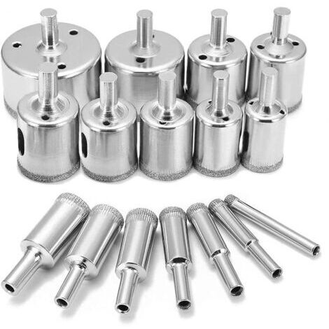 Ahlsen Foret de Diamant, Scies Cloches pour Verre 6-50mm pour Revêtement Diamant, Acier au Carbone pour Verre, Céramique, Porcelaine, Carreaux de Céramique, Marbre (16PCS) (1/5)