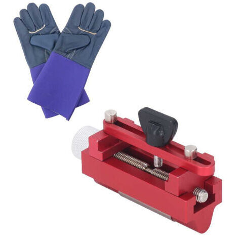 Guide d'affûtage pour burins, rabots, burin en alliage d'aluminium, outil de guidage d'affûtage de ciseau, gabarit d'affûtage pour lames de raboteuse + 1 paire de gants de travail de sécurité (1/5)