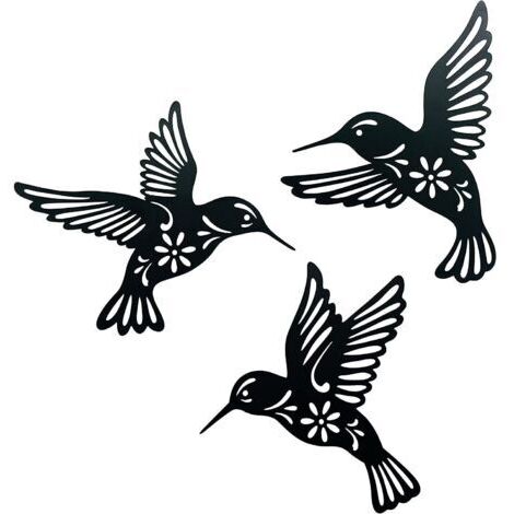 Ahlsen 3pcs métal colibri intérieur extérieur balcon mur art cadeau patio décor à la maison (1/5)