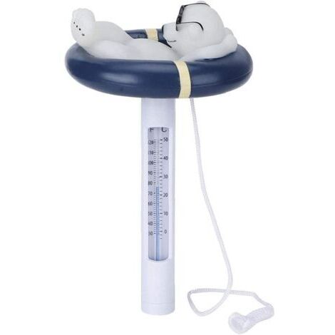 Ahlsen Thermomètre de Piscine Tube Indicateur de température Forme Cartoon Ours Polaire avec chaîne pour Piscine Spa Bain à remous étang (1/5)