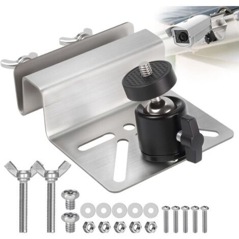 1 Support Camera Gouttiere,Support Camera Exterieur avec Tête Rotule Noire, Compatible avec Les vis 1/4 Pouce, Adapté Extérieur pour Eufy S340 et des Panneaux Solaires pour Arlo (1/4)