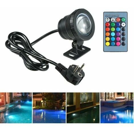 Lumière de Piscine 10W avec Télécommande RGBW IP65 85-265V Spot LED Aquarium Lampe sous-Marine Eclairage Submersible Projecteur Lampe Extérieure pour Etangs Fontaines Lac du Parc (1/5)