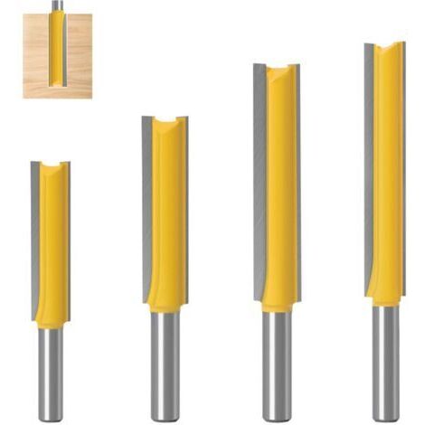 4 Pièces 8 mm Queue Fraise Defonceuse, Fraise Droite, Fraise à Bois Fraise Extra-longue, Mèches Carbide Router Bits Fraise à Menuiserie, pour le Travail du Bois (40mm 50mm 63mm 76mm) (1/5)